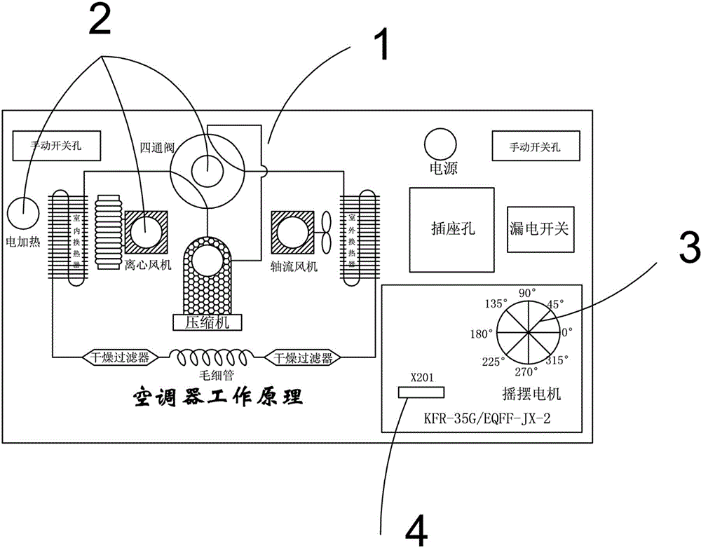 Household air conditioner microcomputer control technology combined training equipment