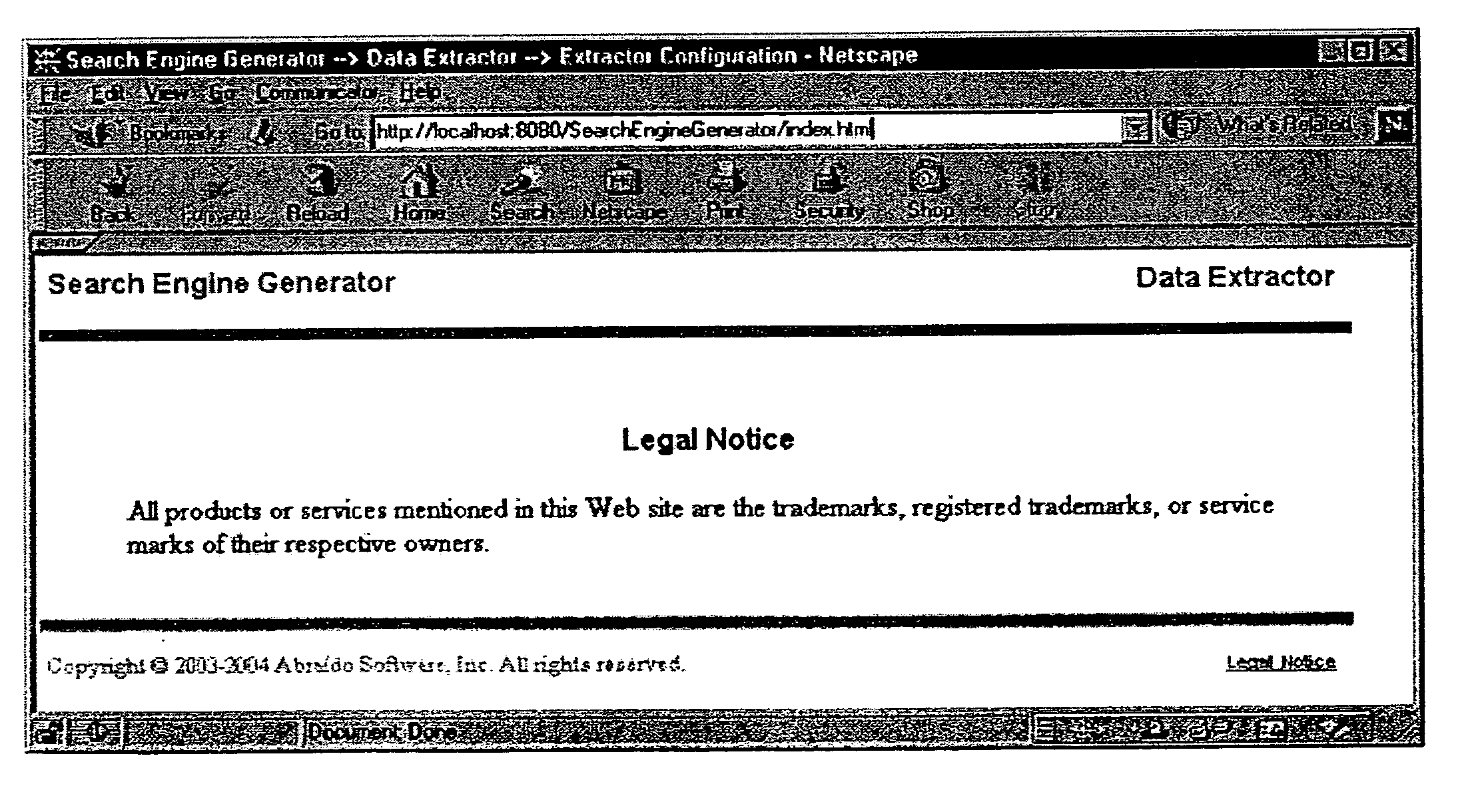 Automatic generation of a search engine for a structured document