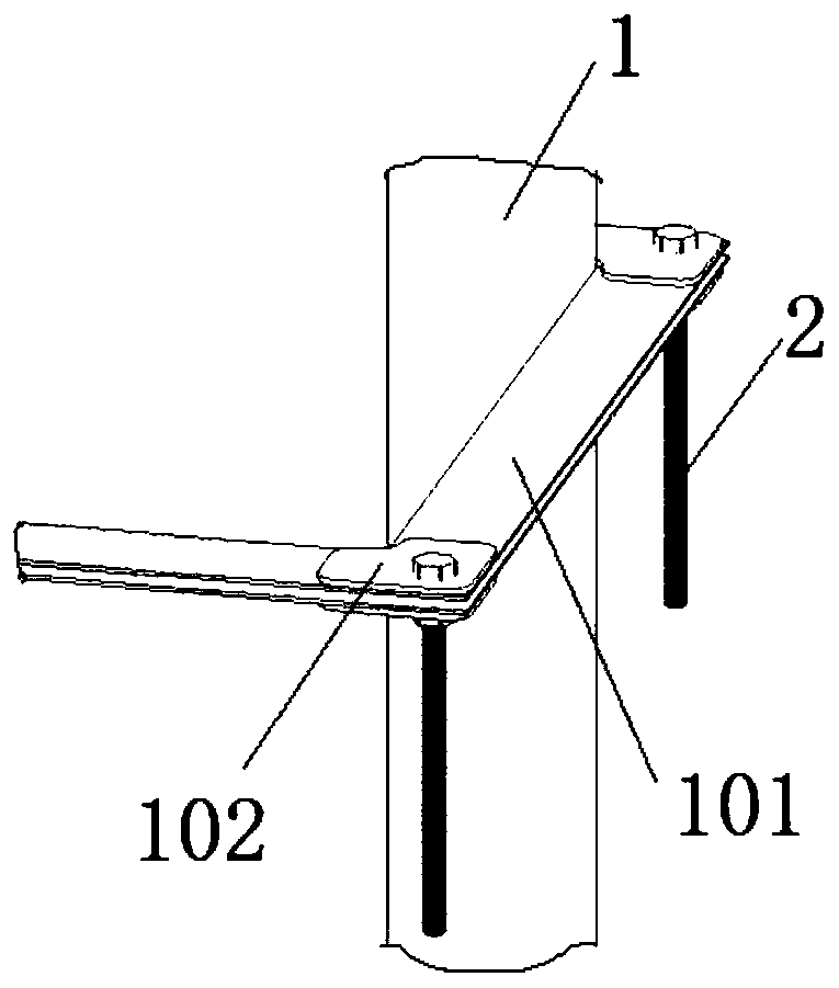 Reinforcing and supporting device for civil air shaft lining common-plate flange air pipes and construction method of reinforcing and supporting device