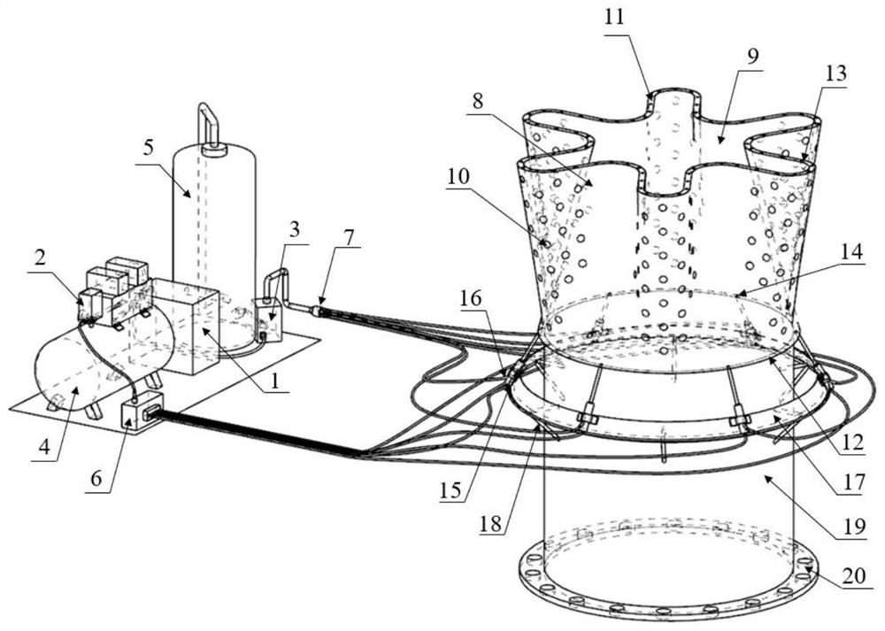 Lobe ejection system with high infrared stealth characteristic