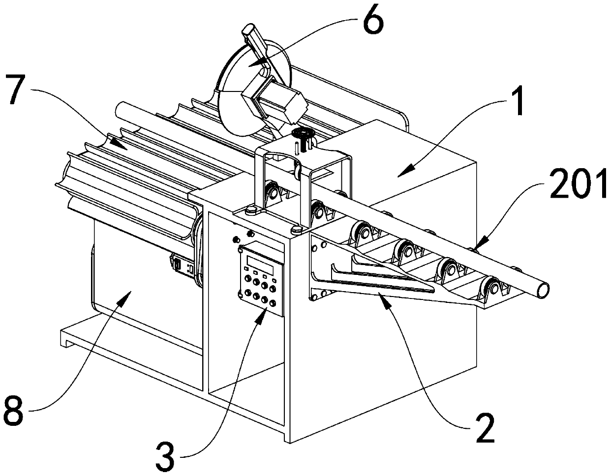 Pipe cutting device capable of preventing cutting pieces from falling off and collecting automatically