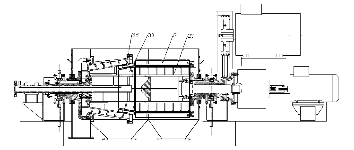 Horizontal type double-cone spiral sedimentation centrifuge