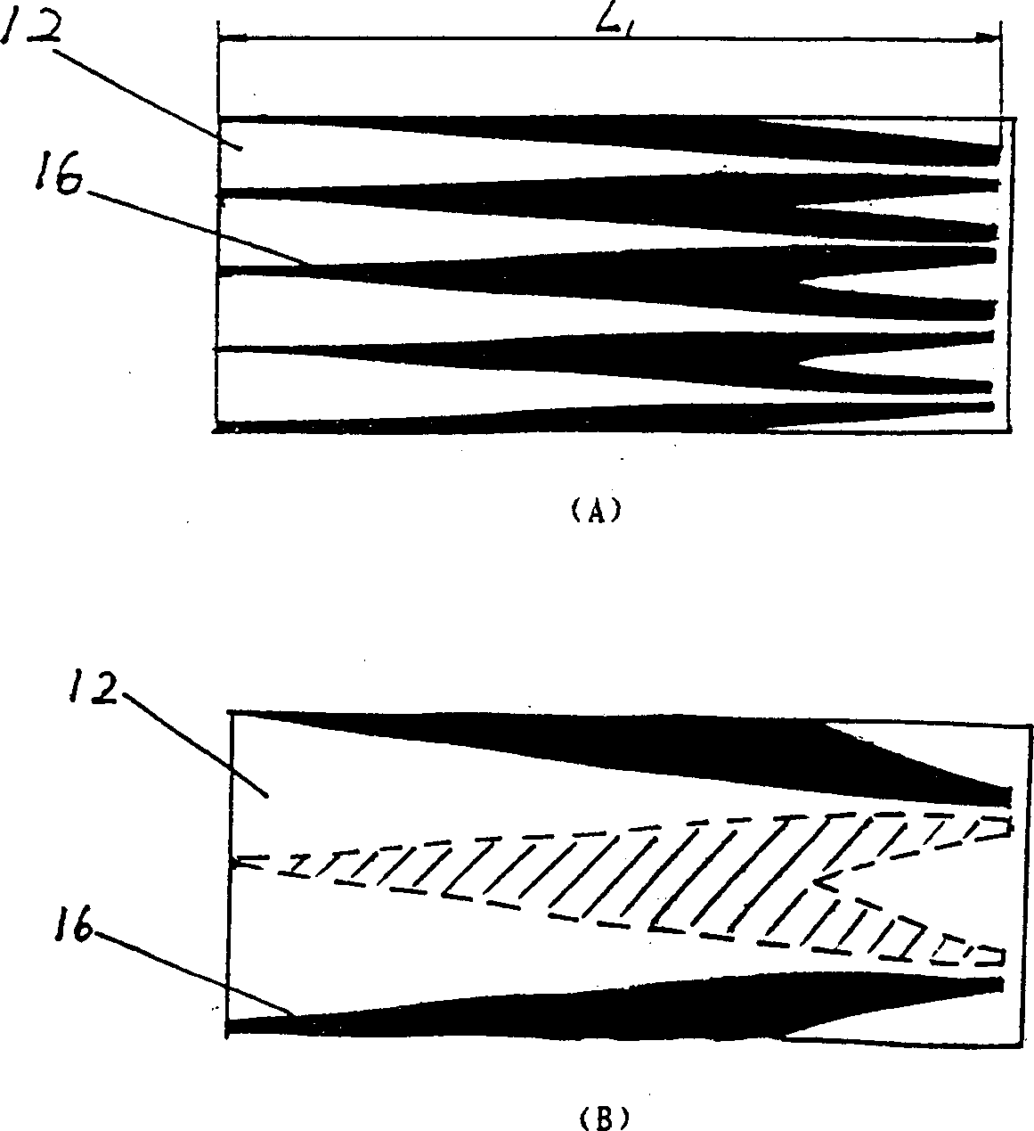 Waveguide internal solid push-pull amplifier power synthesizer based on fin line balun structure