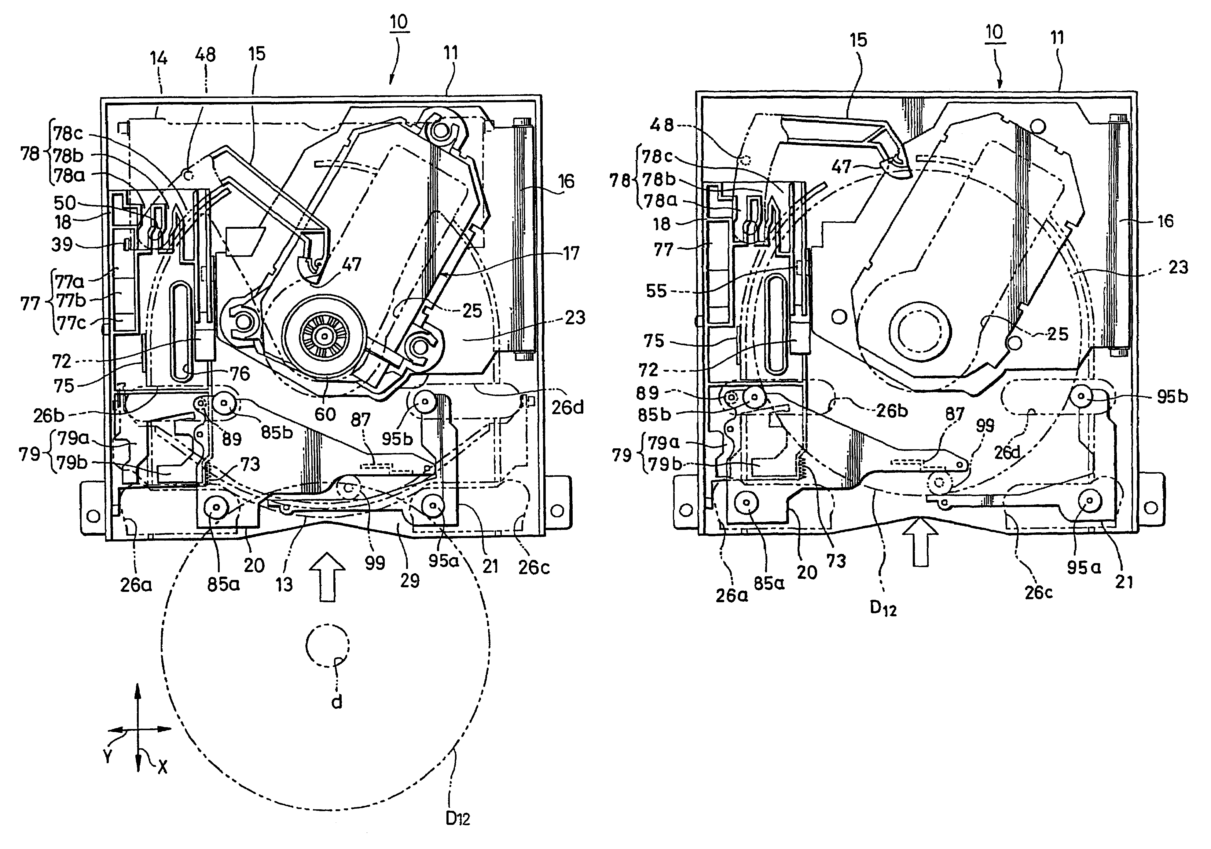 Disk recording and/or reproducing device apparatus including a pair of transport rollers, with at least one fixed transport roller