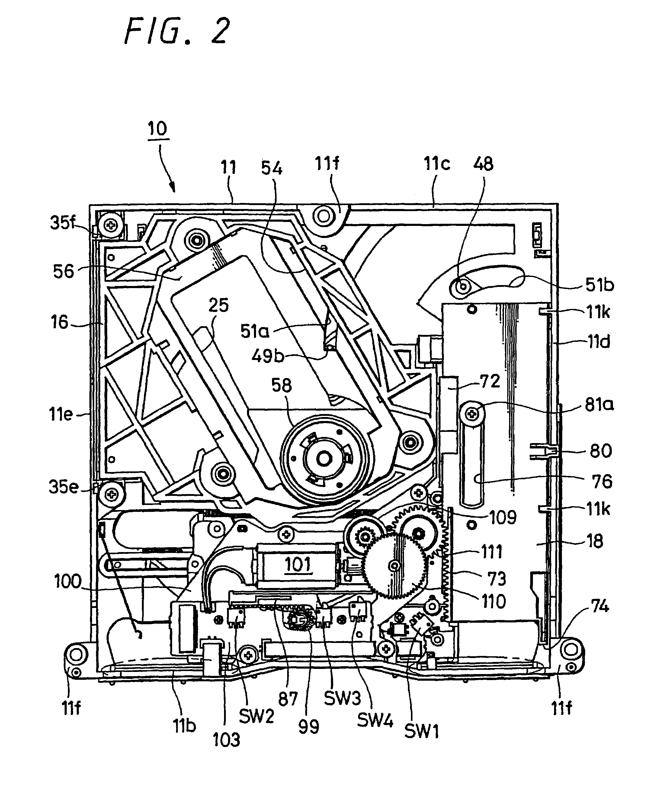 Disk recording and/or reproducing device apparatus including a pair of transport rollers, with at least one fixed transport roller