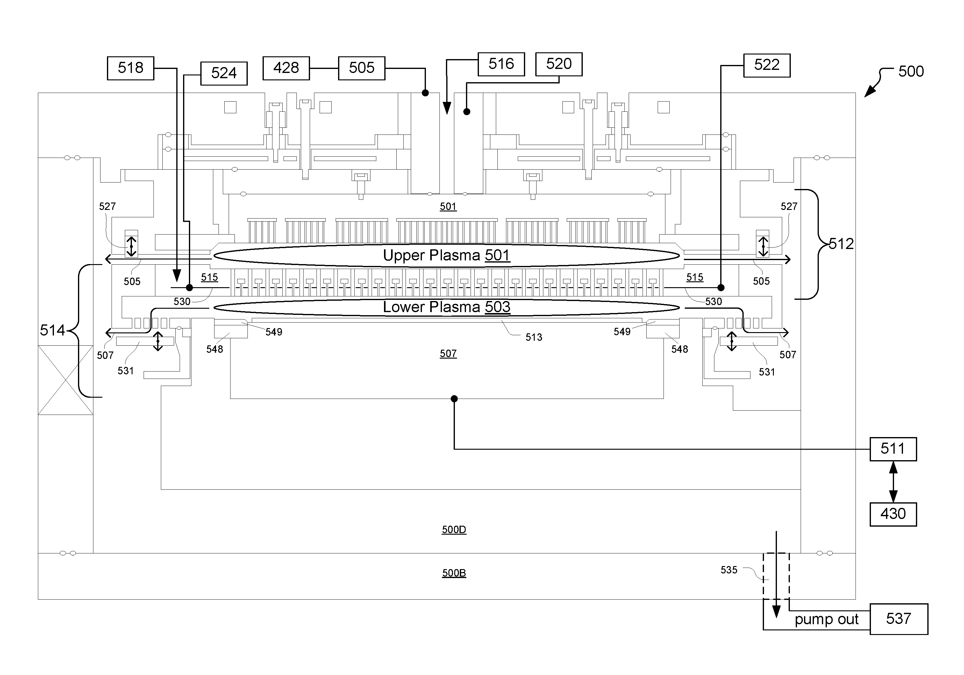 Pulsed plasma chamber in dual chamber configuration