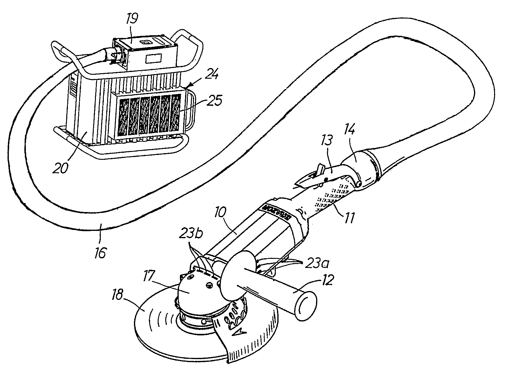 Electric portable grinder with air cooling system