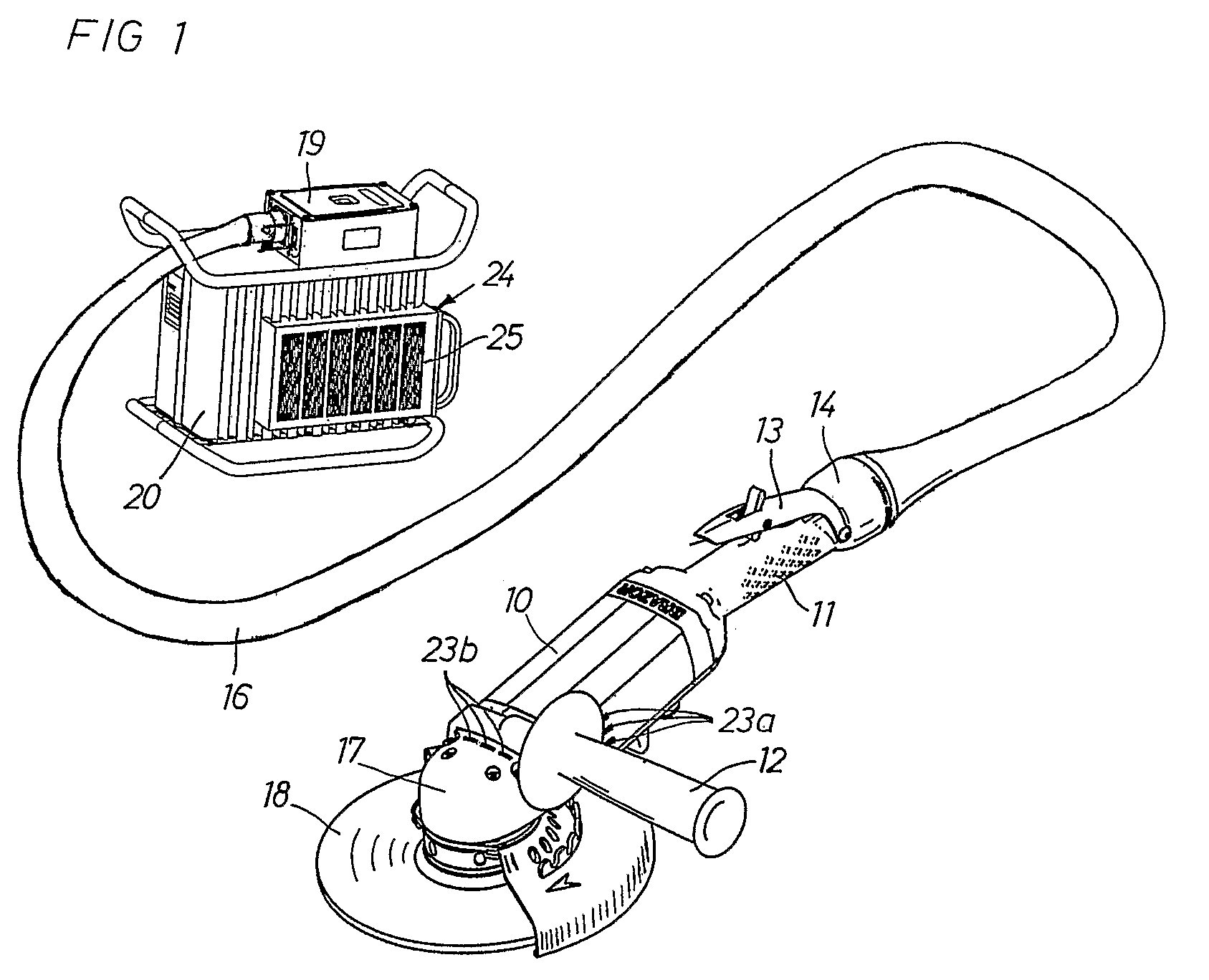 Electric portable grinder with air cooling system