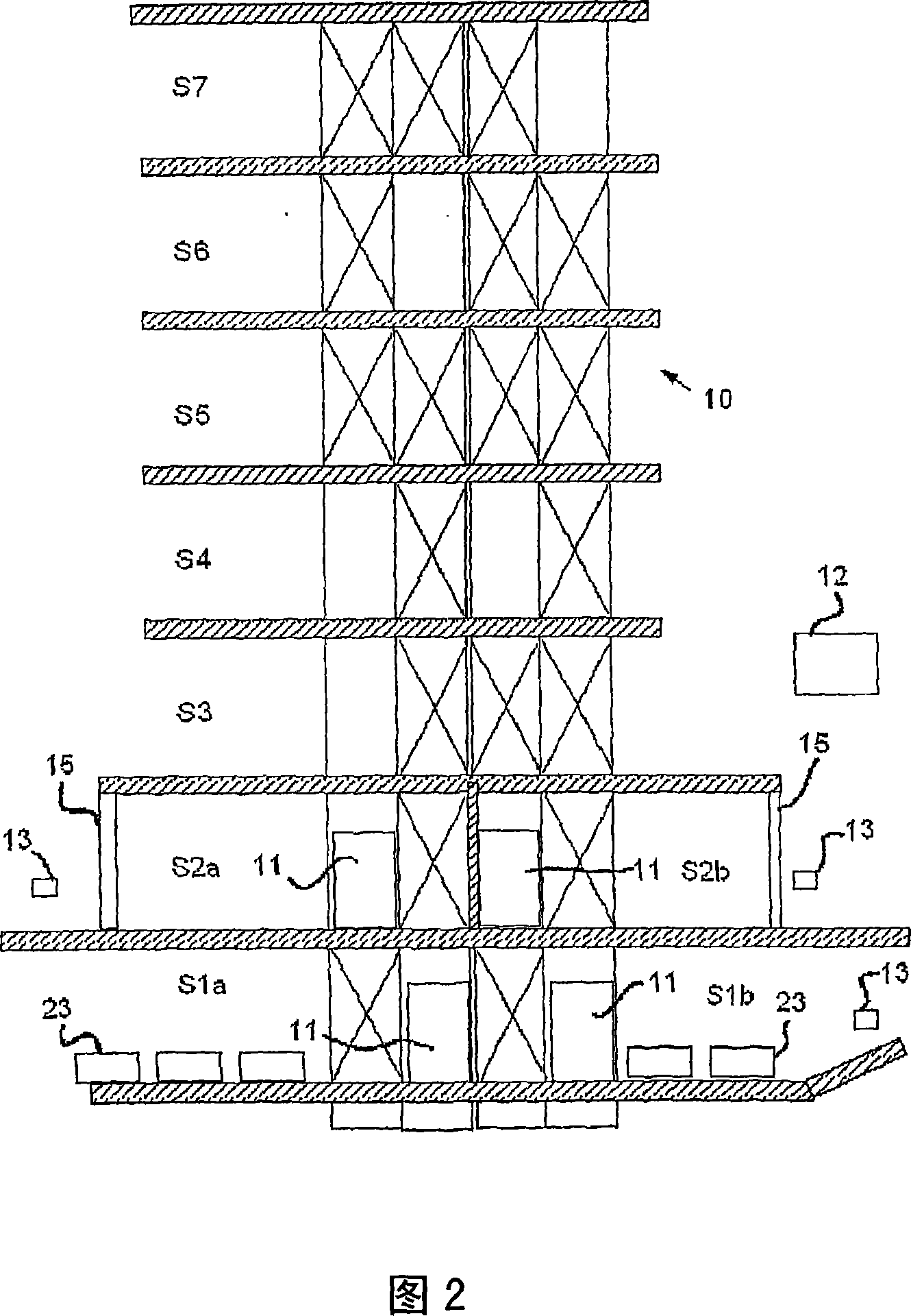 Method for transporting passengers in a building