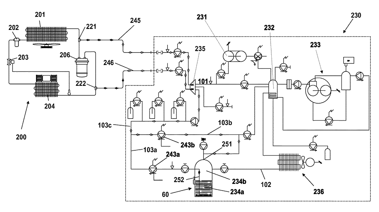 Apparatus and method for recovering and regenerating a refrigerant from an A/C plant