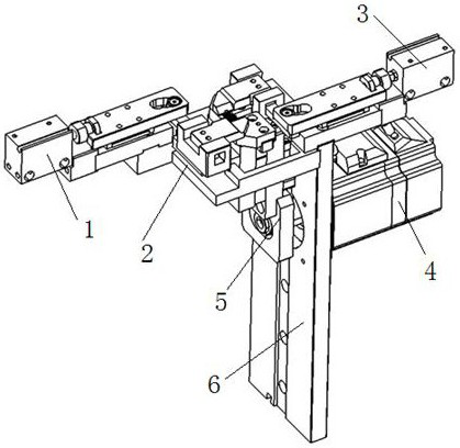 Double-rocker-arm cutting-off mechanism for braiding connecting piece of circulator plastic package shell