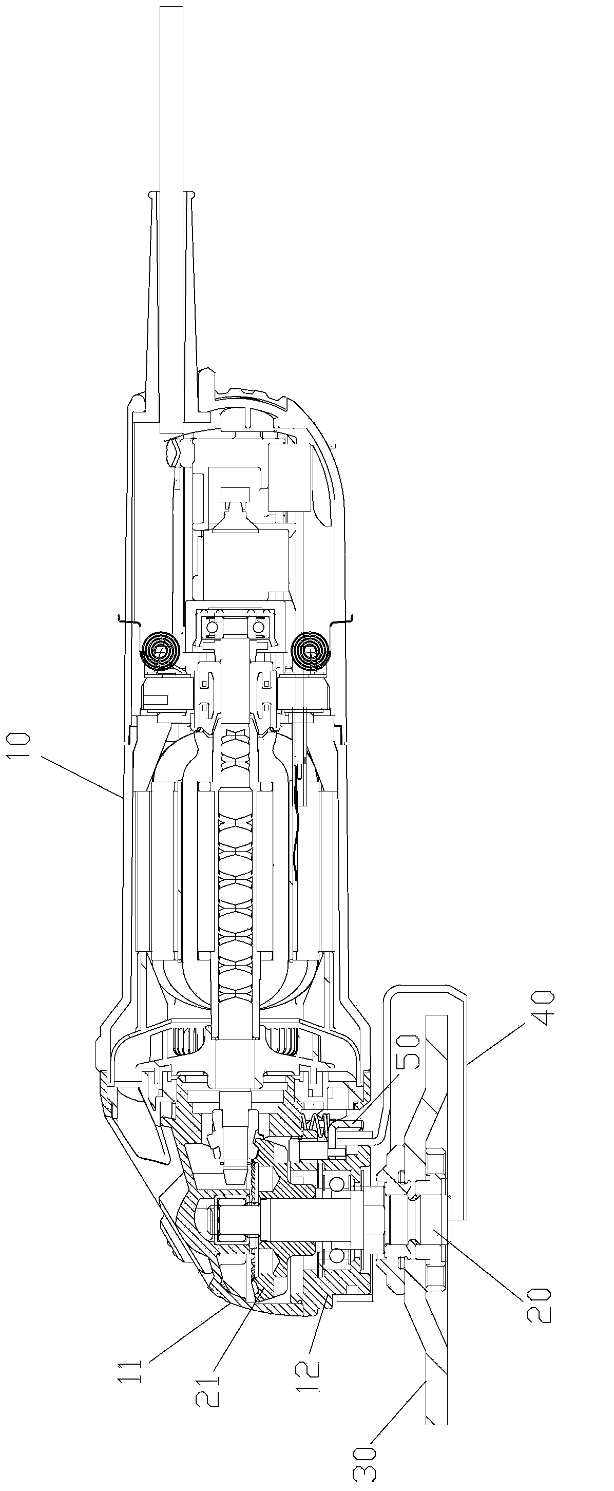 Angle grinder with push rod type stopping mechanism