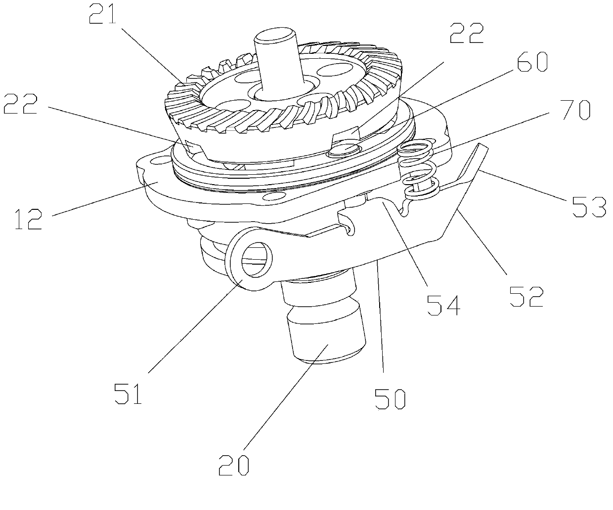 Angle grinder with push rod type stopping mechanism