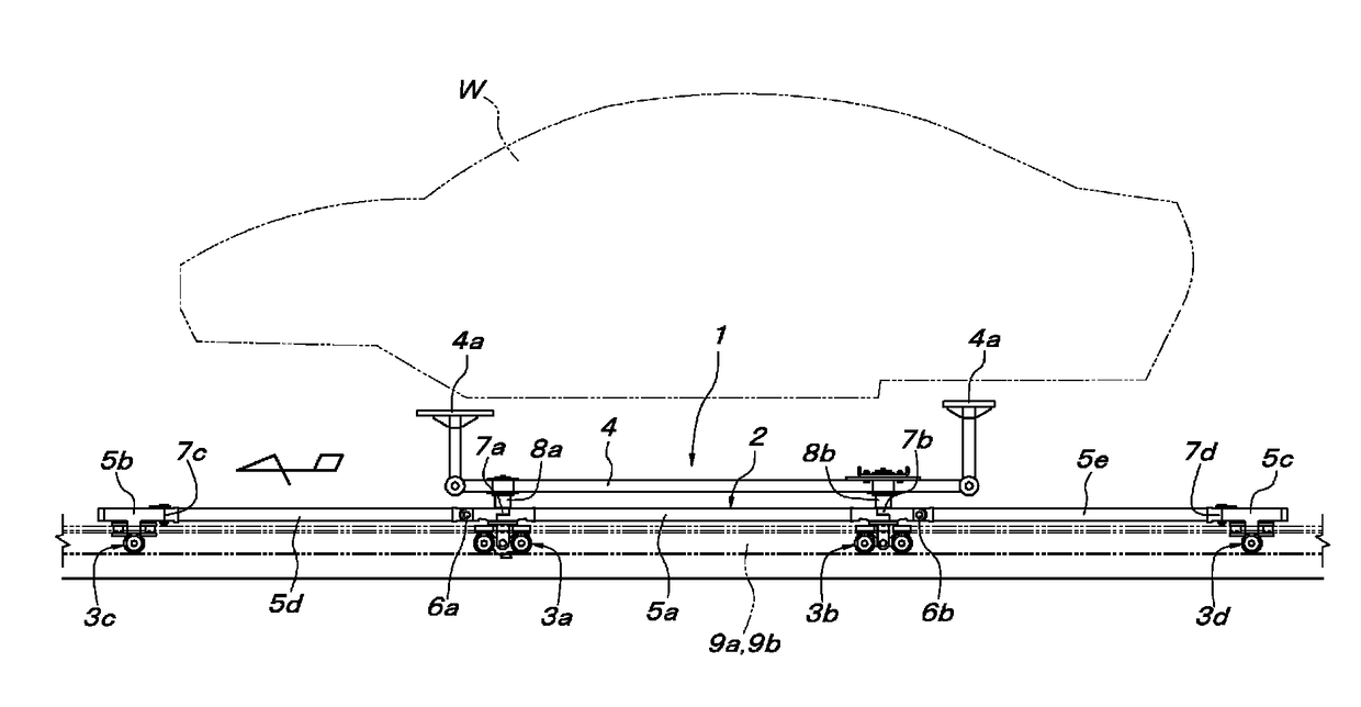 Traveling route structure of conveying traveling body