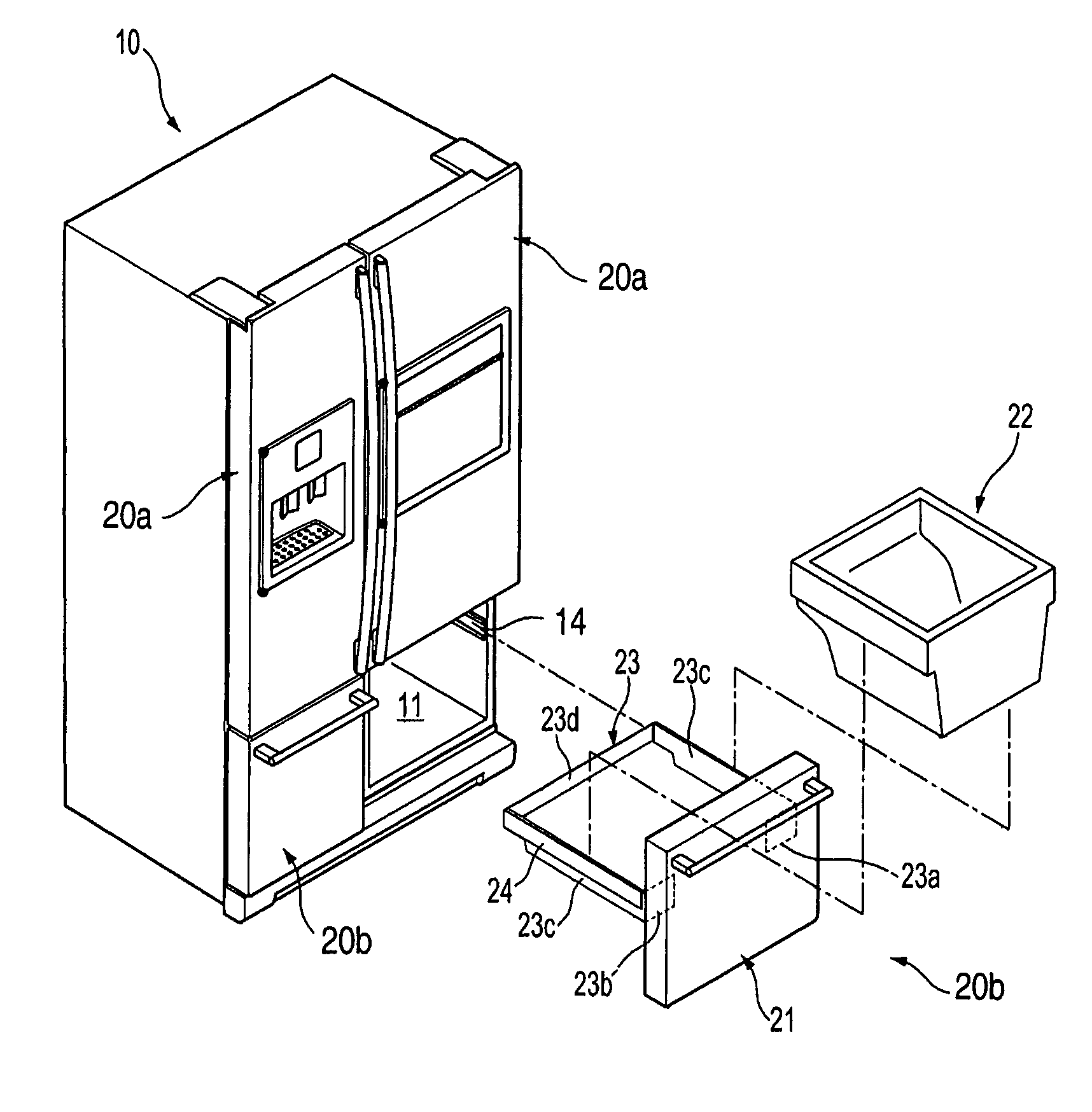 Drawer type door and refrigerator having the same