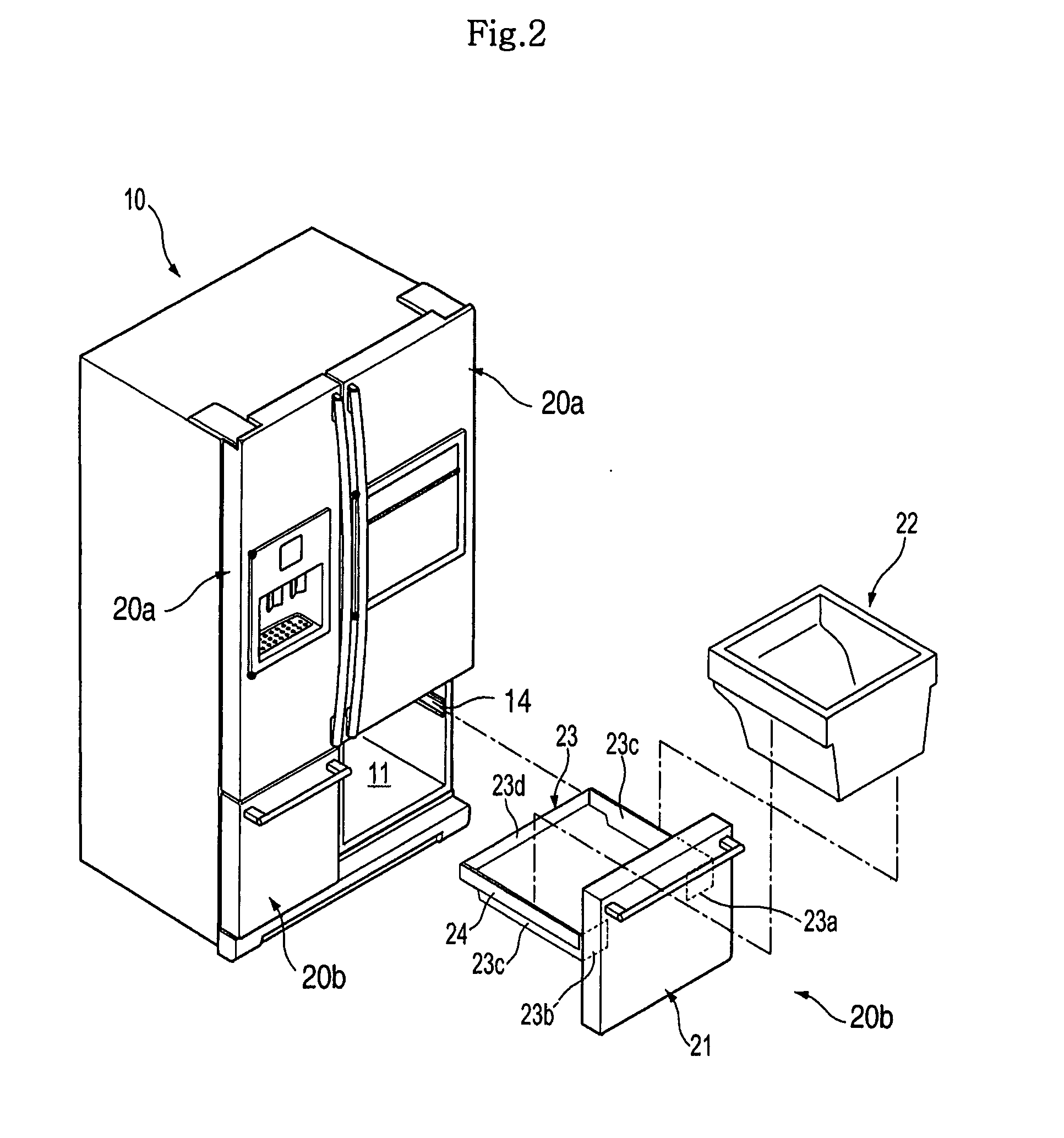 Drawer type door and refrigerator having the same