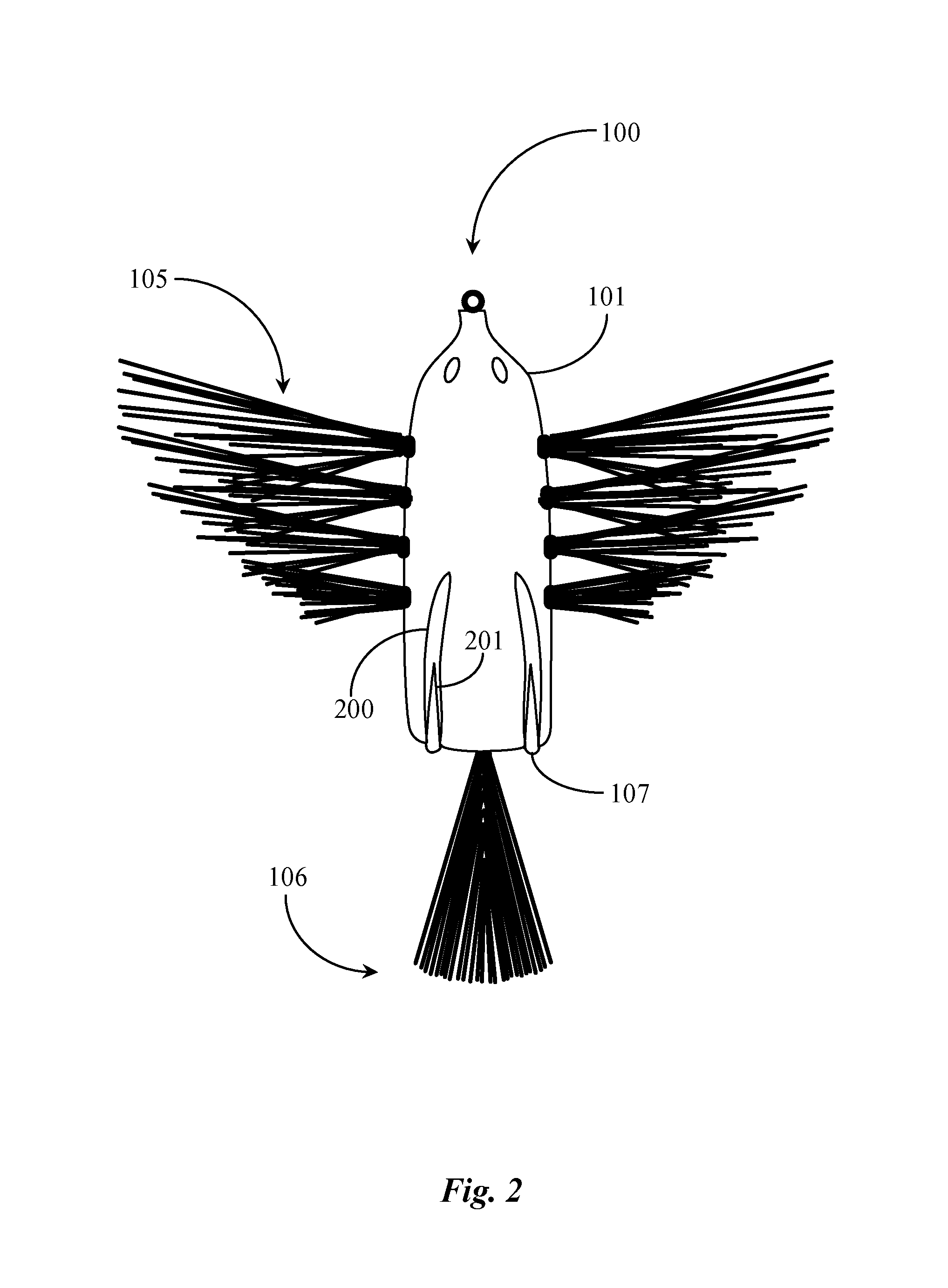 Fishing lure imitating winged prey