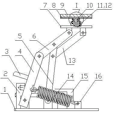 Side current collector with double four-bar linkage in series