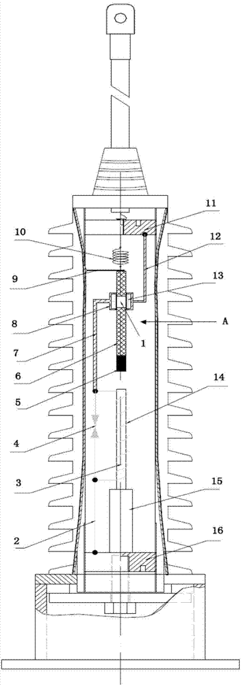 Self-cutting follow current lightning arrester