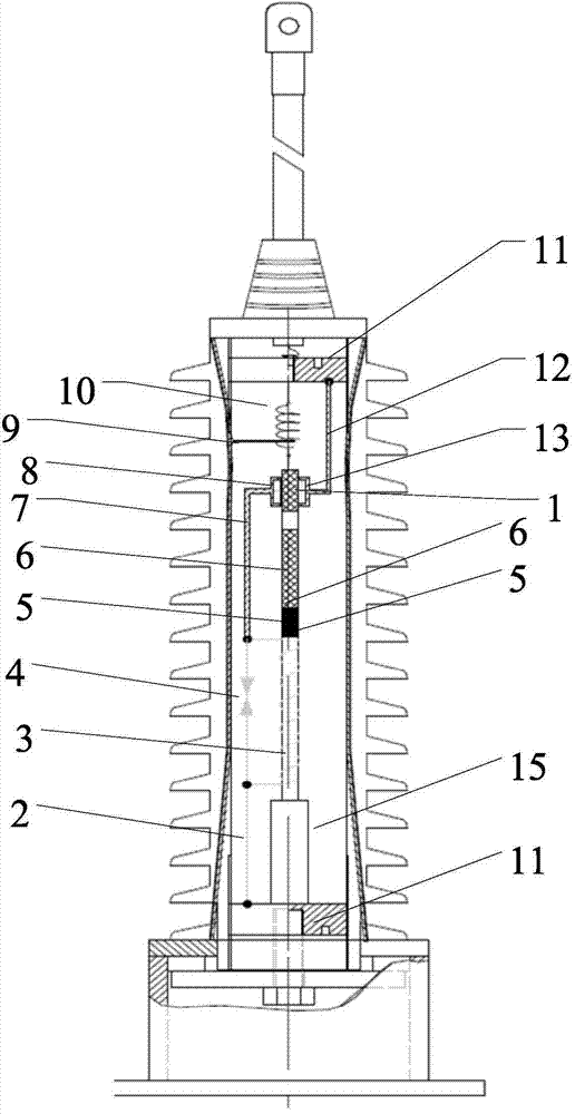 Self-cutting follow current lightning arrester