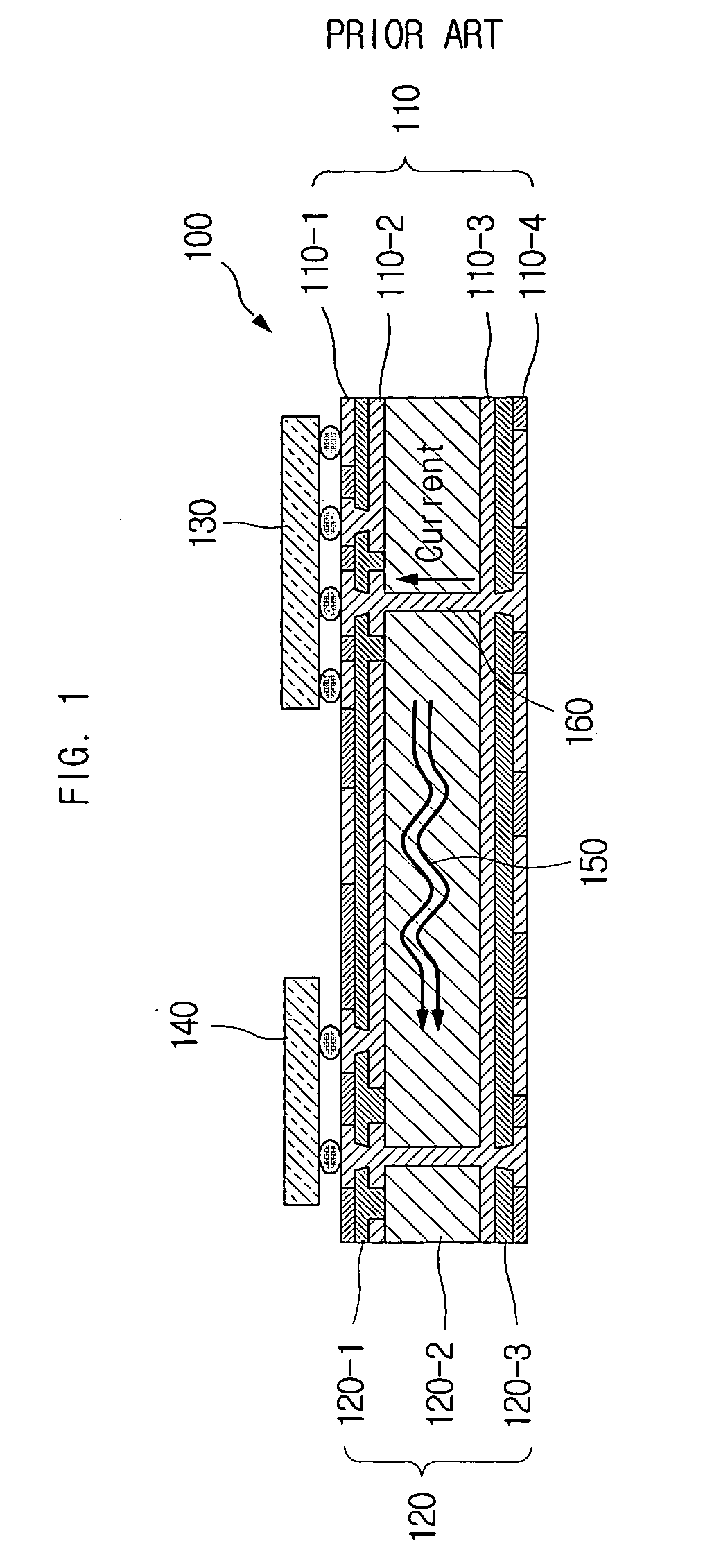 Printed circuit board having stepped conduction layer