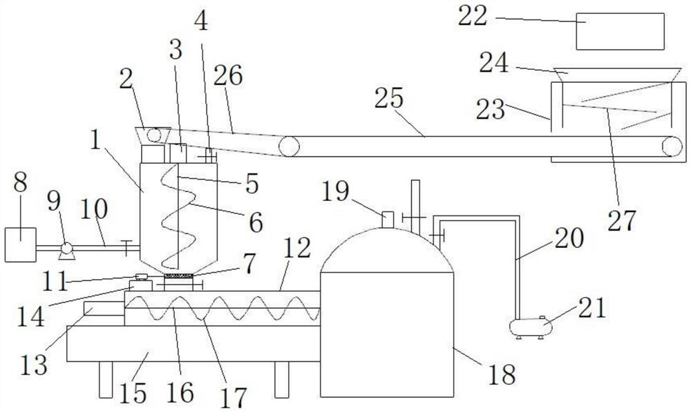 Excess material recycling and reusing device of polyester fiber screen