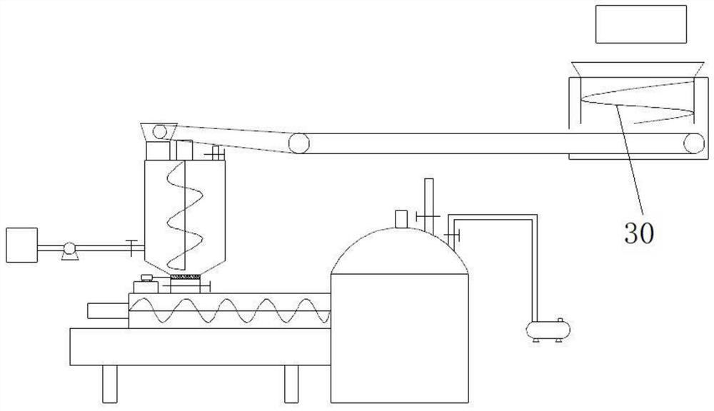 Excess material recycling and reusing device of polyester fiber screen