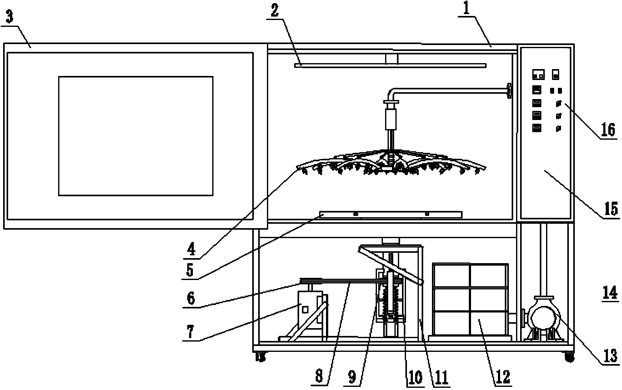 Multifunctional automatic rain erosion resisting tester with movable workbench