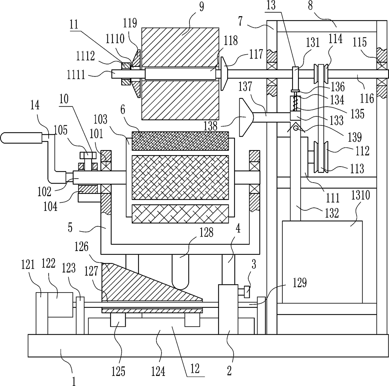 Device for testing wear resistance of rubber material