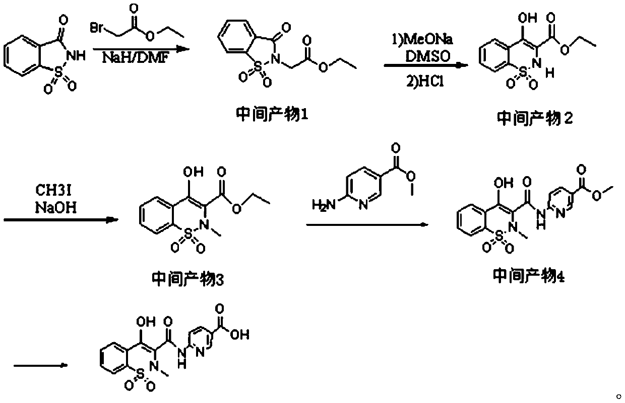 Piroxicam hapten and preparation method and application thereof