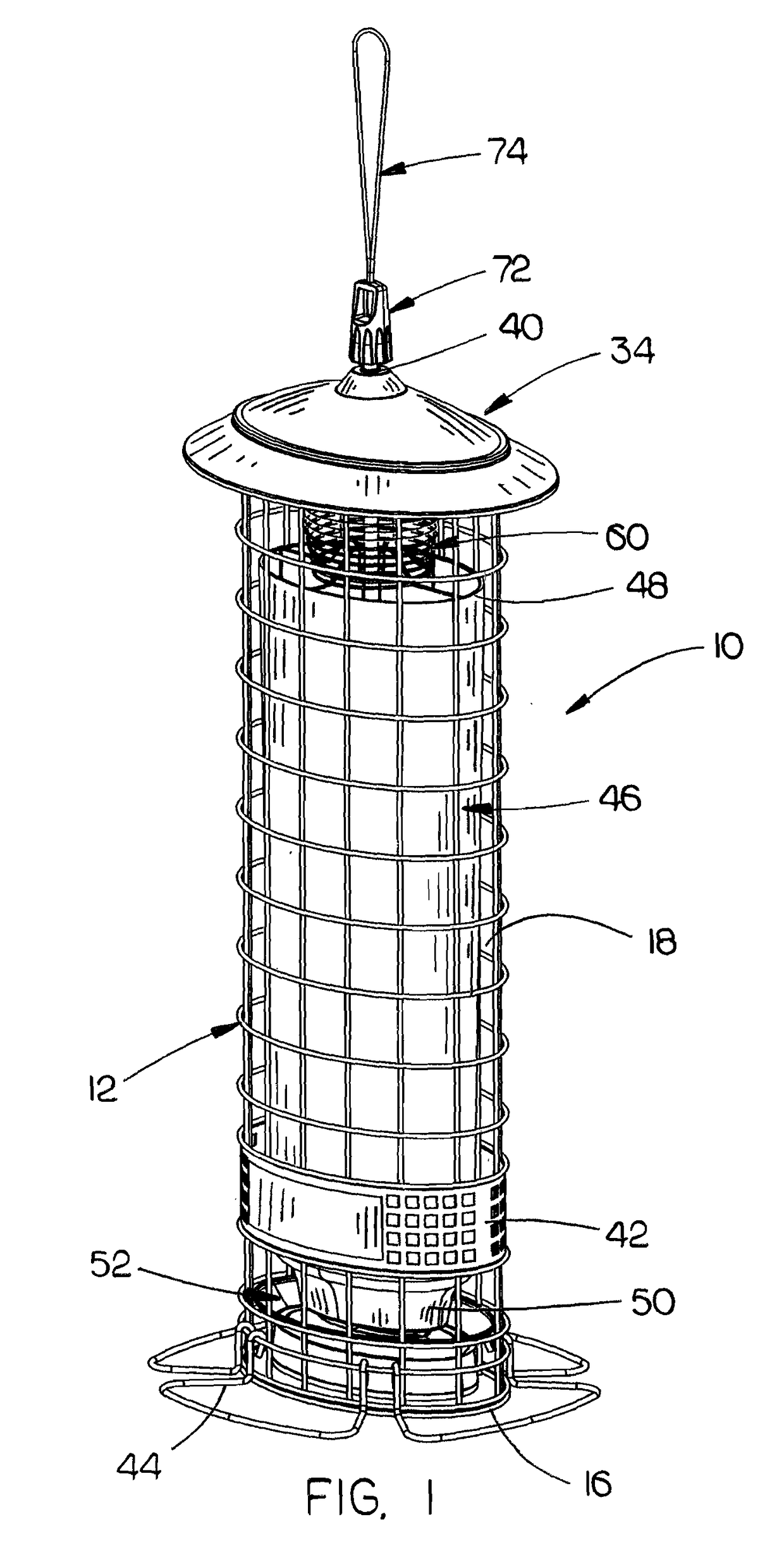 Bird feeder with a one-piece feed container