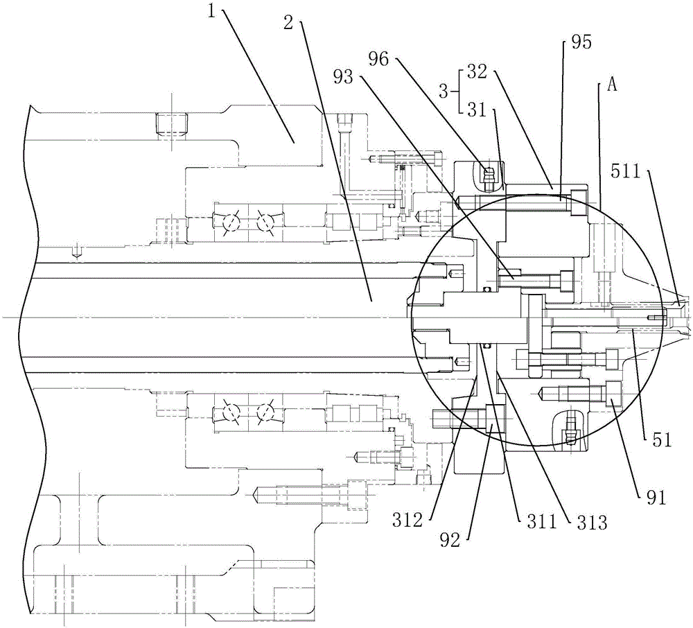 Clamping device and core passing machine using clamping device