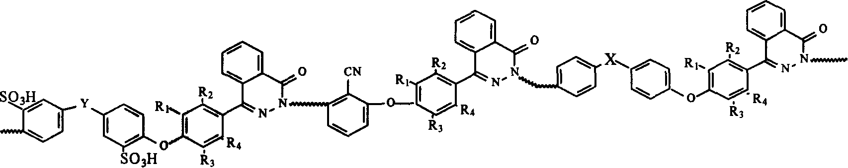 Method of preparing diazanaphthalene biphenyl type sulphonation polyarylethernitrile electrolyte film material