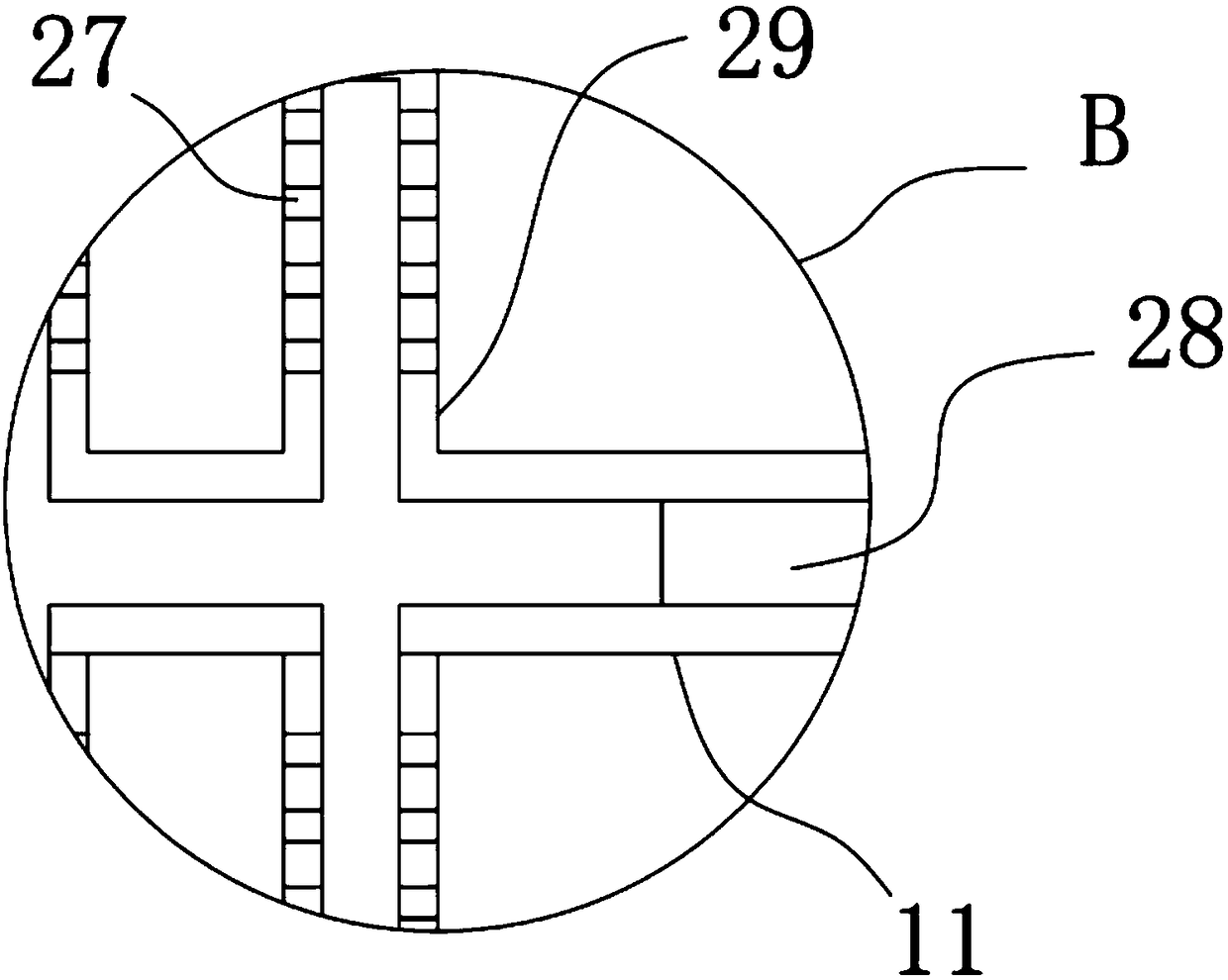 Multistage chemical material screening and treatment device