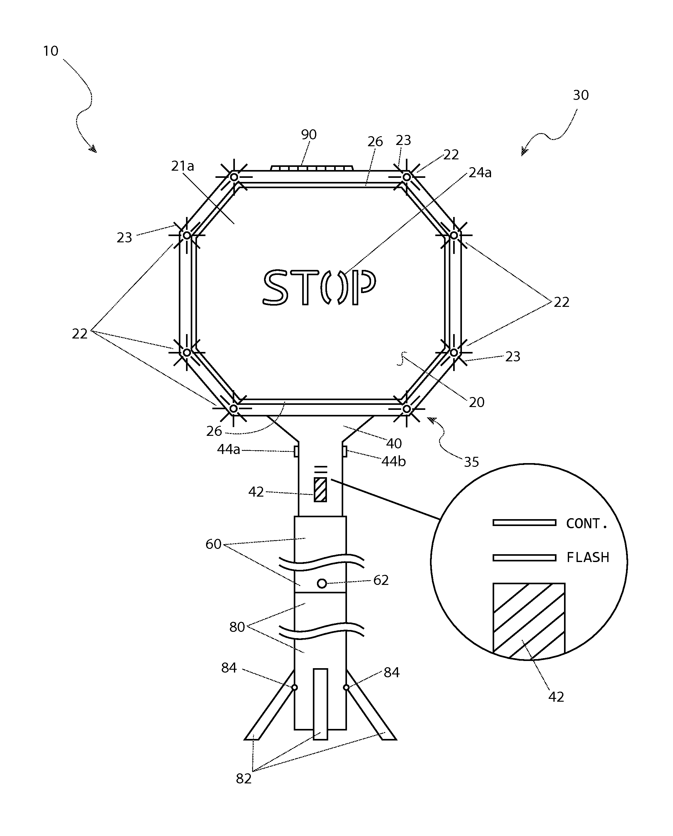 Illuminated hand-held road sign