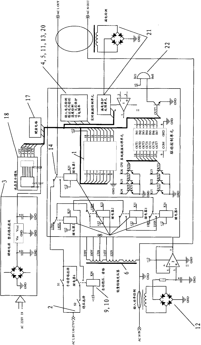 Energy-saving intelligent alternating current voltage stabilizing power supply