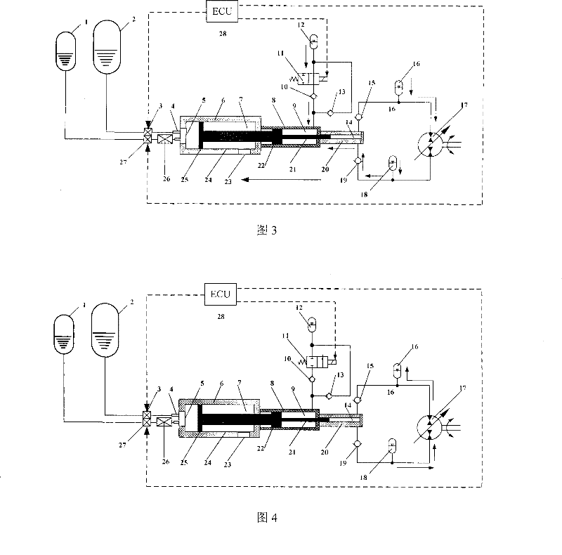 Double-group element single-piston type hydraulic free piston engine