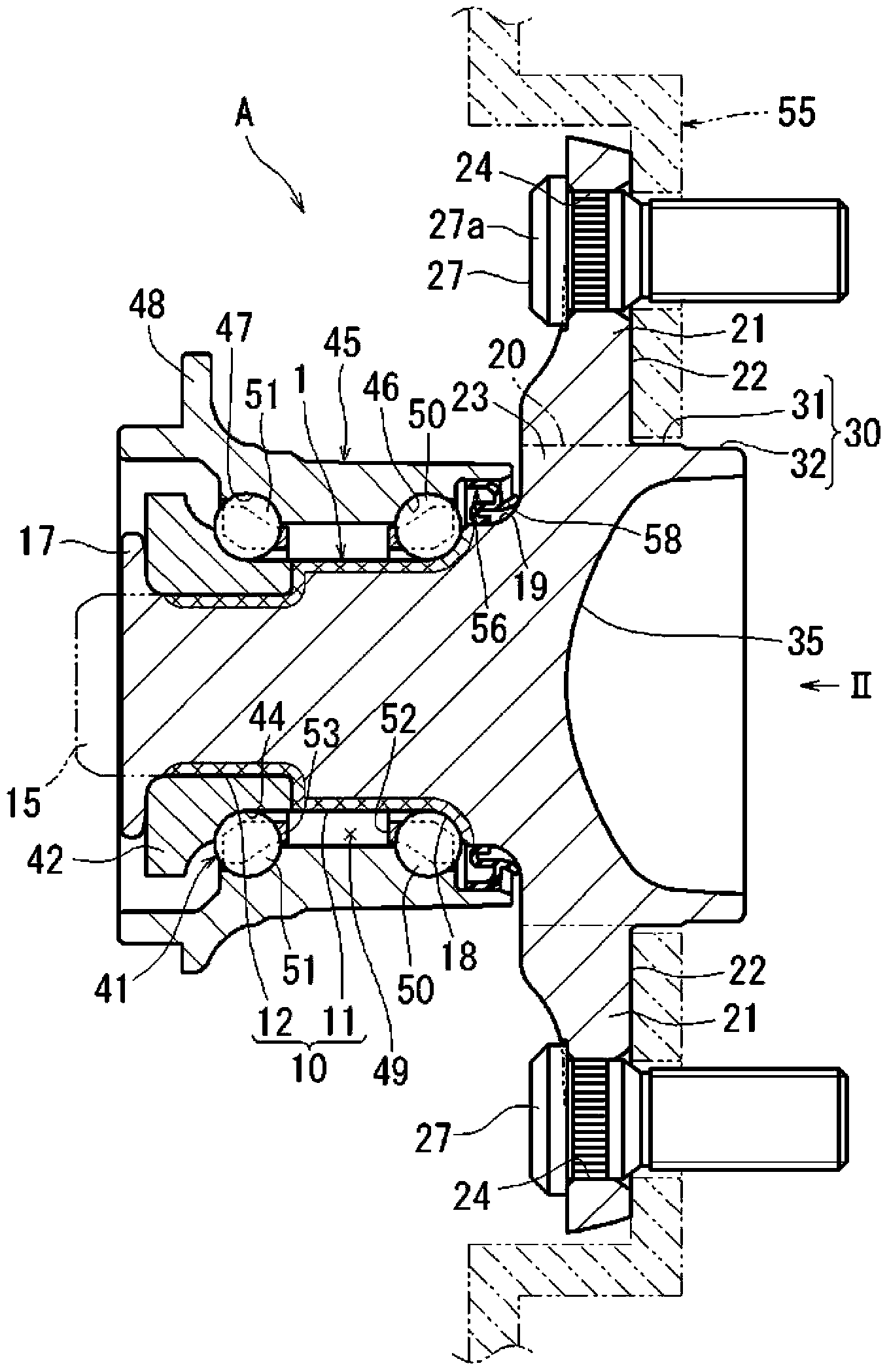 Rolling bearing device for wheel