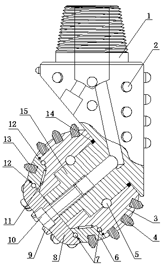 Combined single cone bit with rolling gear ring