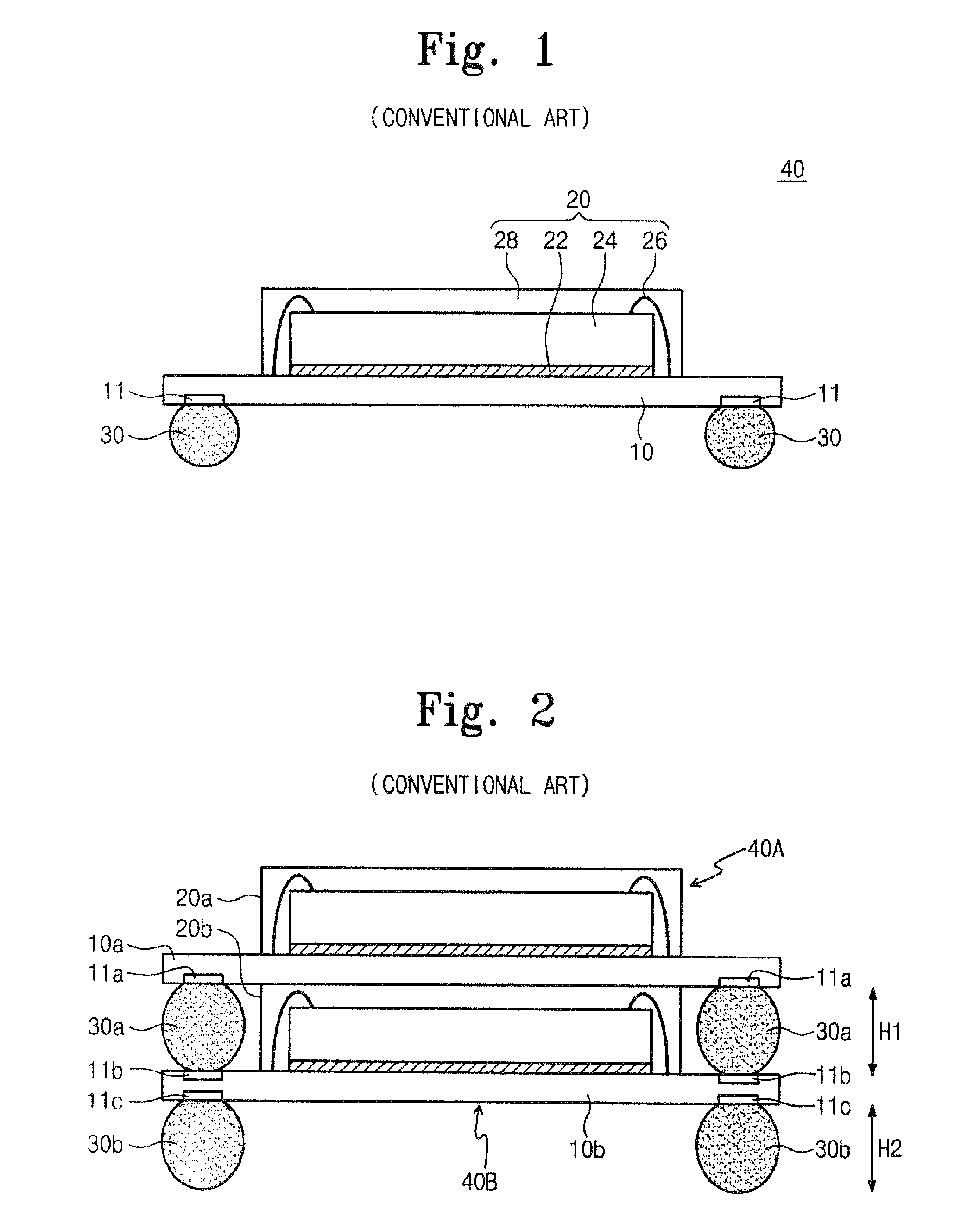 Stacked ball grid array semiconductor package