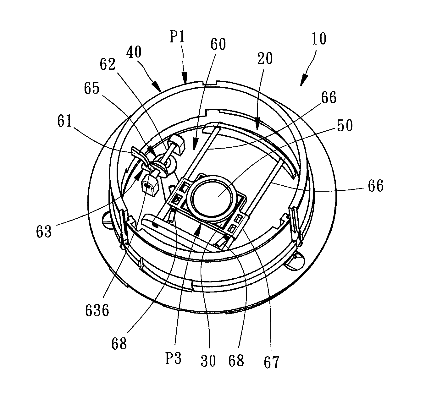 Lens assembly with an image sensor backoff mechanism