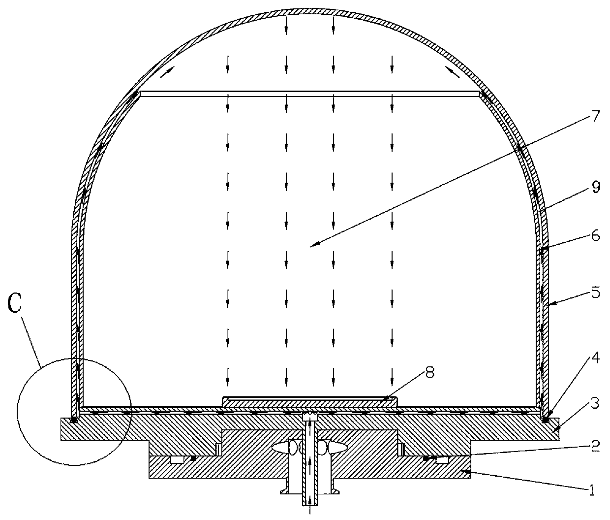 Deposition chamber for improving gas distribution and MPCVD device