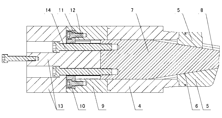 Reducing coupling injection mold core-pulling mechanism