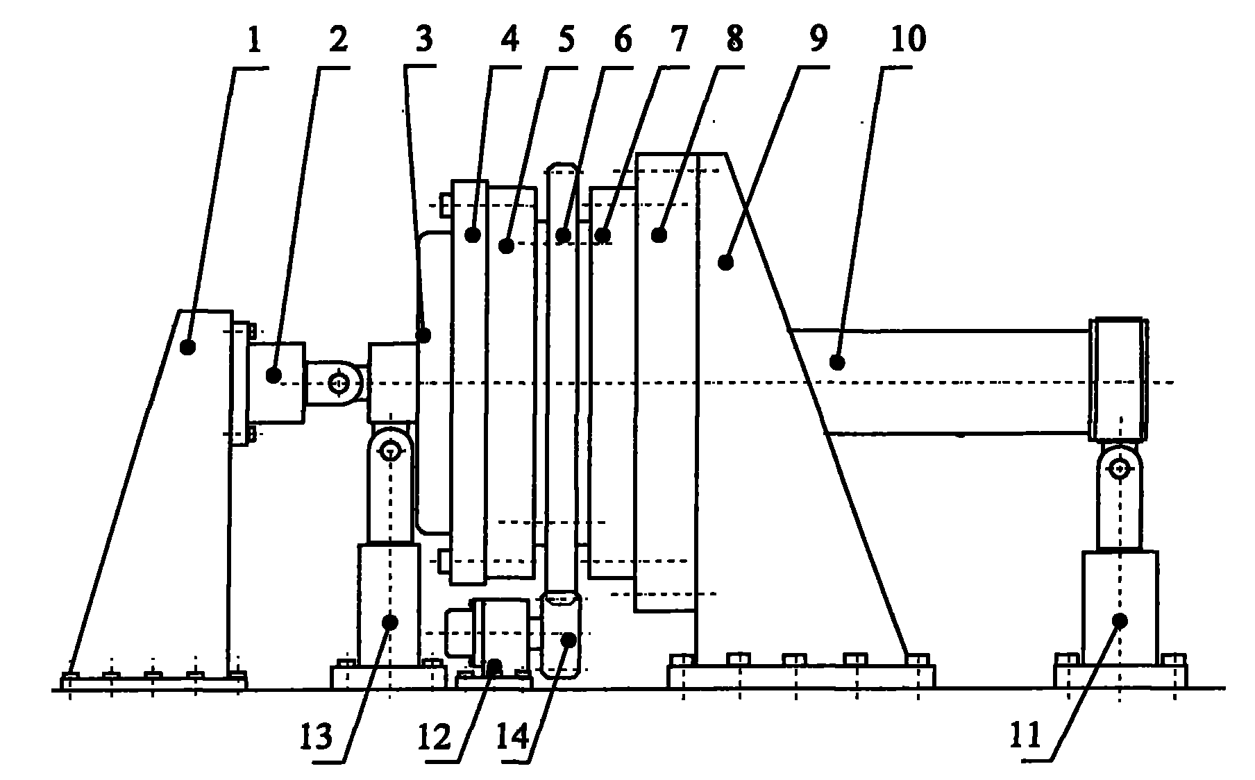 Experimental table of wind-driven generator pitching slewing support