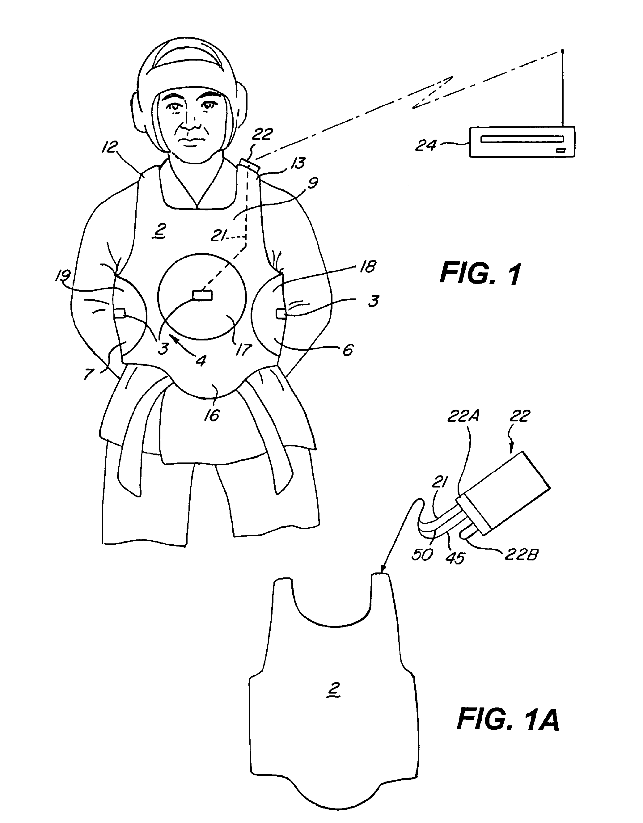 Apparatus for monitoring and registering the location and intensity of impact in sports