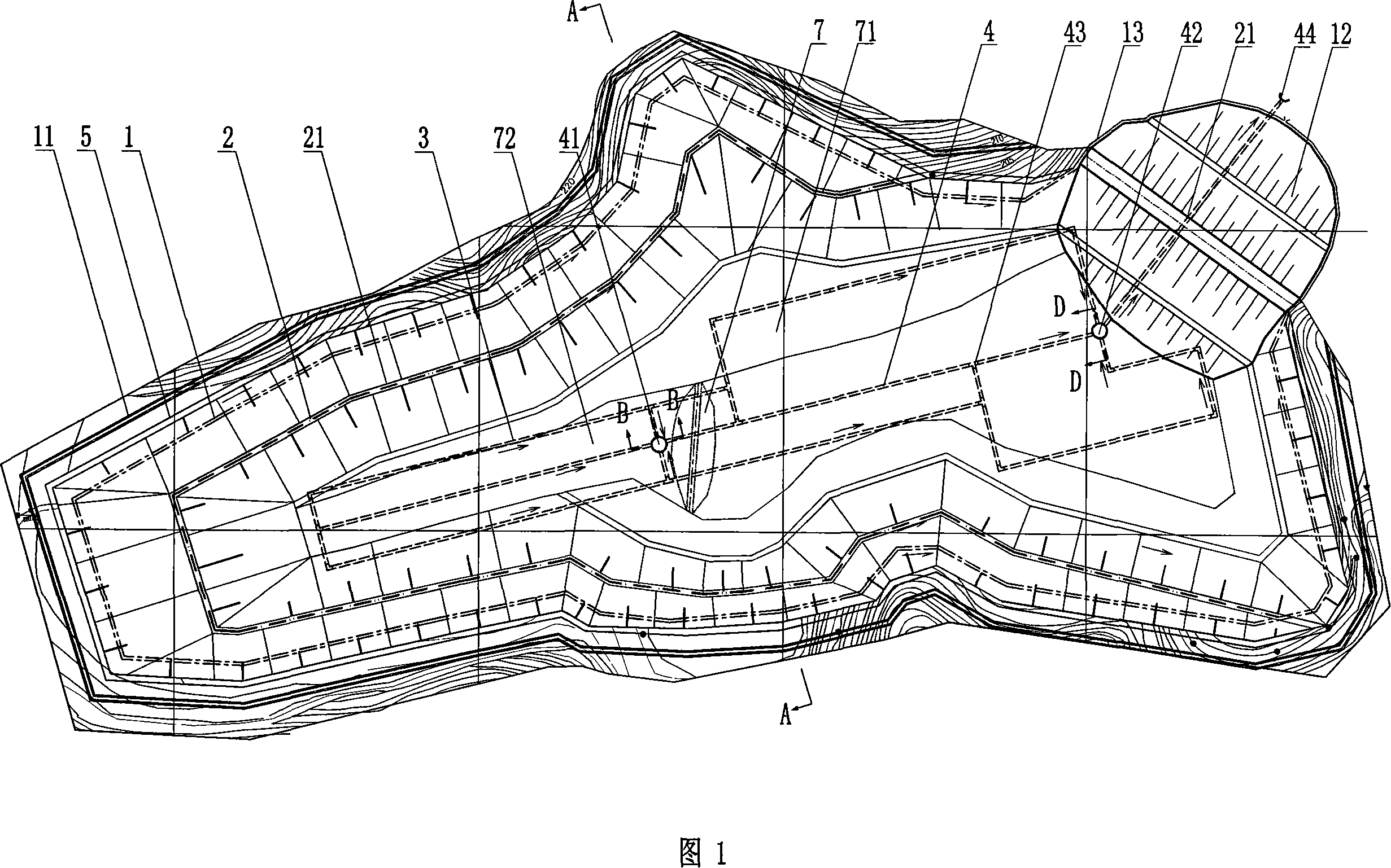 Stereo drainage system structure for landfill underground water