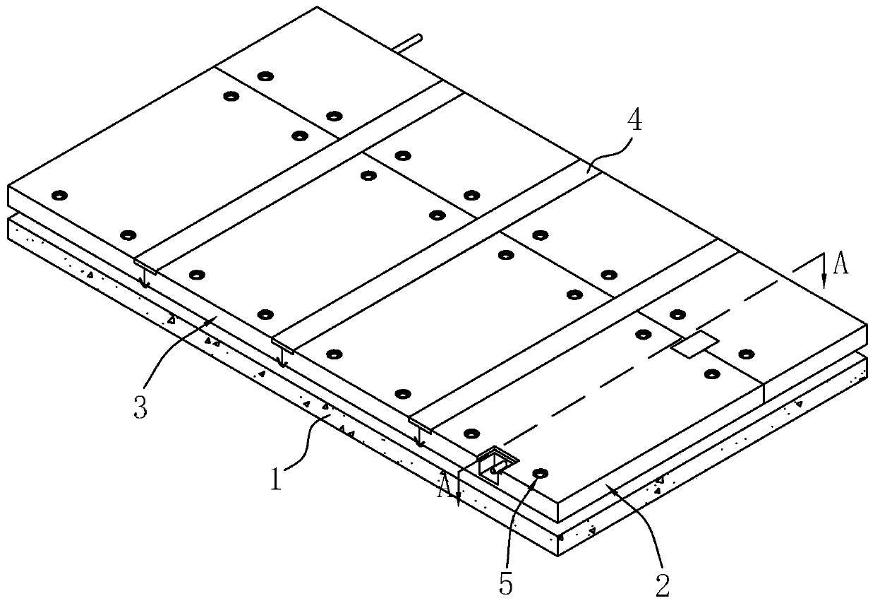 Modular water heating floor structure and construction process thereof