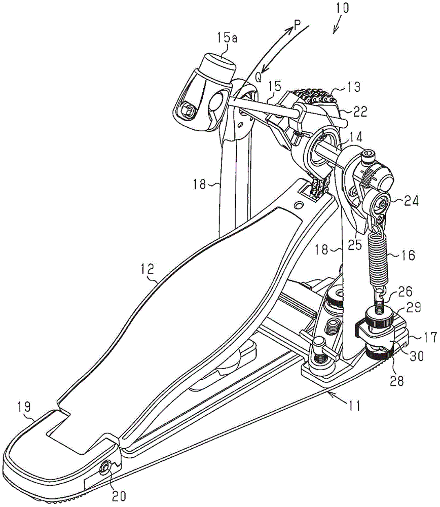 Pedal device for drum