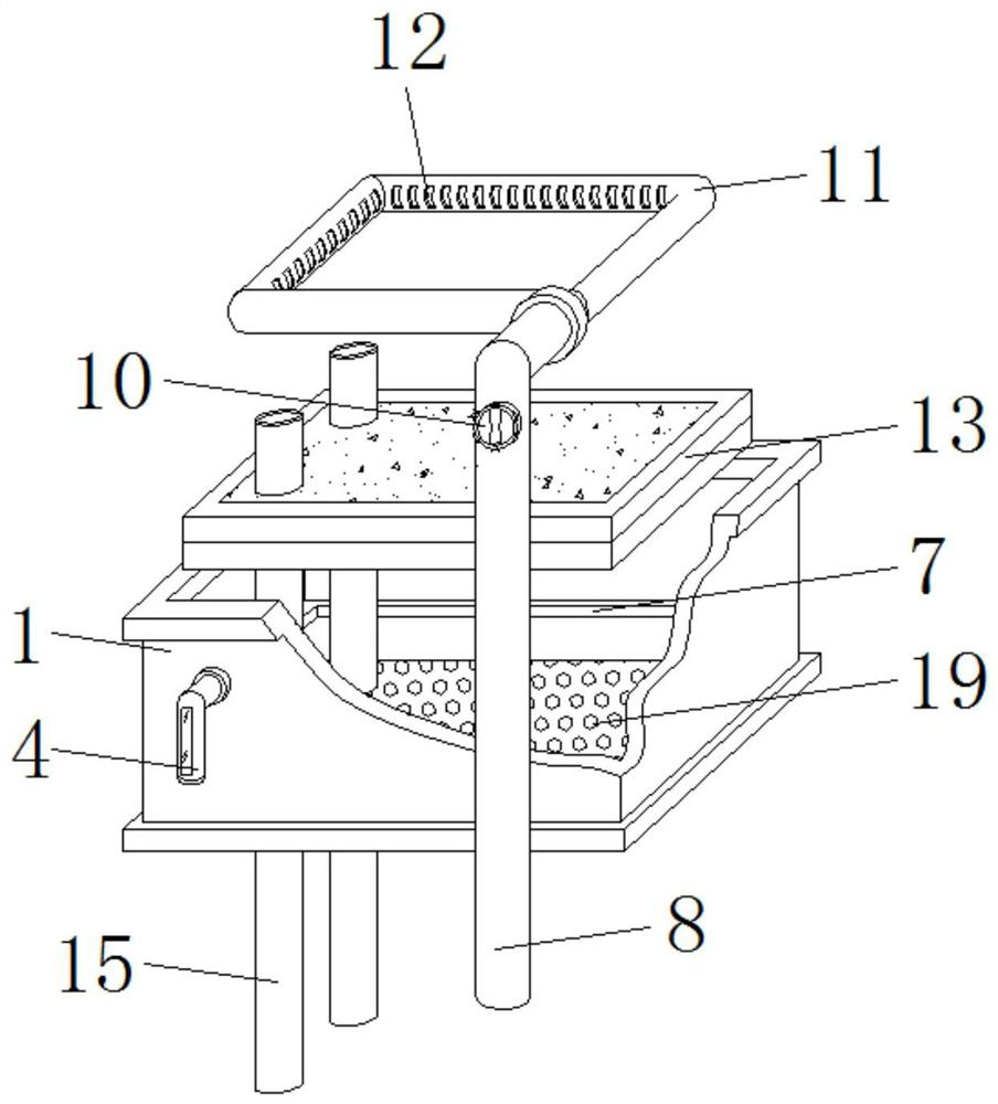 Filtering turnover box for fishpond sewage purification