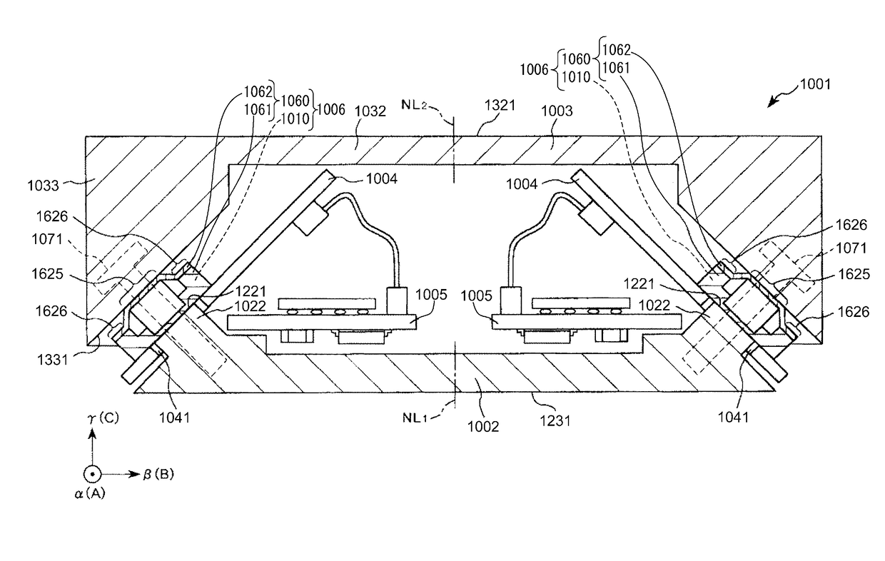 Force detecting device, robot, electronic component conveying apparatus